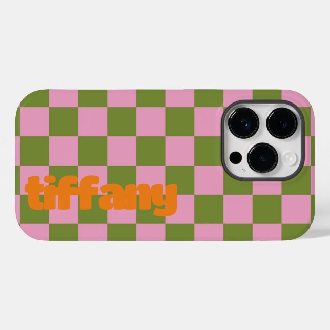 Pink Green Checked Phone Case (Rückseite (Horizontal))