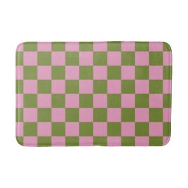 Pink Green Checkered Gingham Pattern Badematte