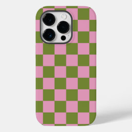 Pink Green Checkered Gingham Pattern Case-Mate iPhone 14 Pro Hülle