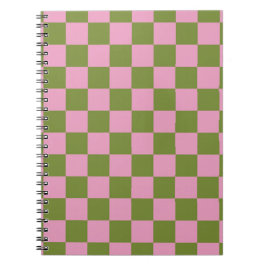 Pink Green Checkered Gingham Pattern Notizblock