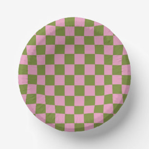 Pink Green Checkered Gingham Pattern Pappteller