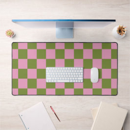 Pink Green Checkered Gingham Pattern Schreibtischunterlage