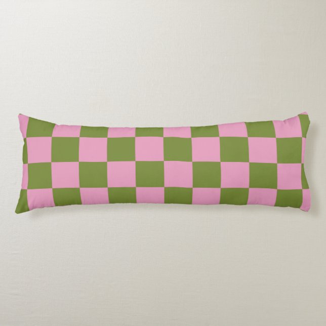 Pink Green Checkered Gingham Pattern Seitenschläferkissen (Vorderseite)