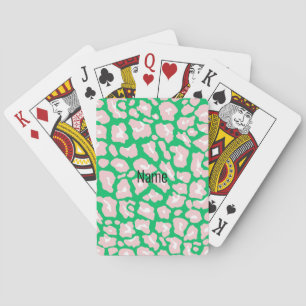 Pink & Green Cheetah Printwerbung Spielkarten