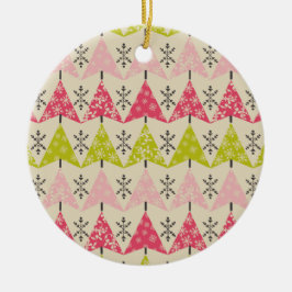 Pink & green Christmas trees Keramik Ornament