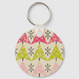 Pink & green Christmas trees Schlüsselanhänger