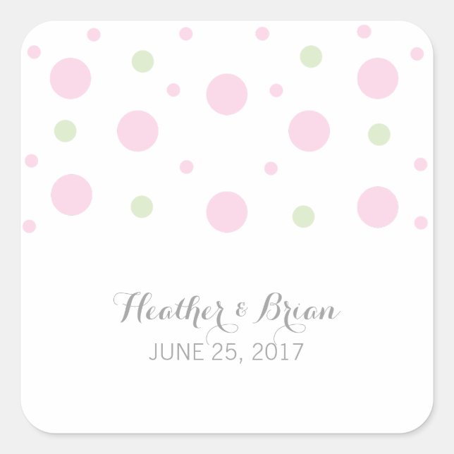 Pink Green Confetti Wedding Stickers (Vorderseite)