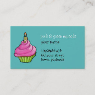 Pink & Green Cupcake aqua Business Card Visitenkarte