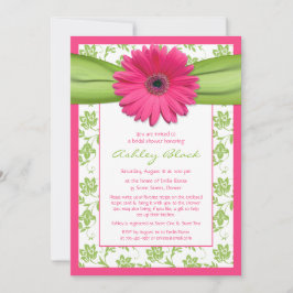 Pink Green Daisy Damask Bridal Dusche Einladung