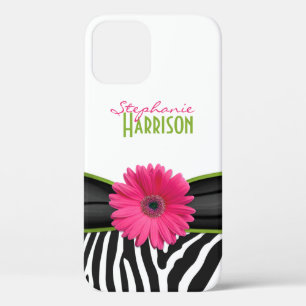 Pink Green Daisy Zebra Print Personalisiert Case-Mate iPhone Hülle