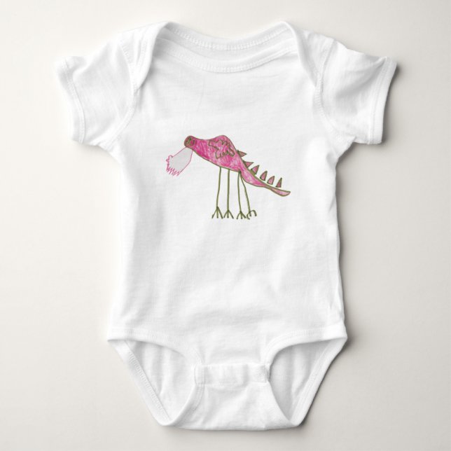 Pink & Green Dragon Baby Bodysuit Baby Strampler (Vorderseite)