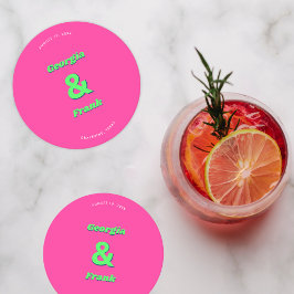 Pink & Green Engagement Party oder Hochzeit Runder Pappuntersetzer