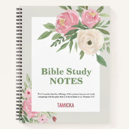 Pink Green Floral Bible Study Personalized Notizbuch