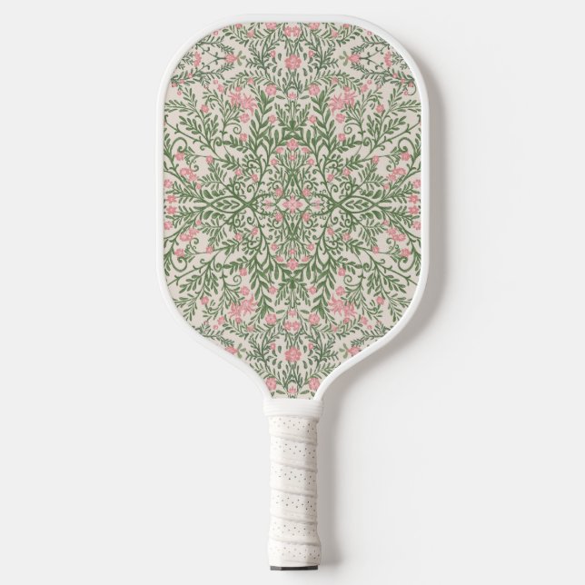 Pink & Green Floral Muster Chinoiserie Pickleball Schläger (Vorderseite)