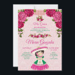 Pink & Green Floral Rose Fiesta Mexican Mis Quince Einladung<br><div class="desc">Pink & Green Rose Fiesta Mexican Mis Ruhige Einladung</div>