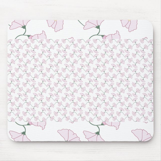 Pink Green Floral Vines Flowers Mouse Pads Mousepad (Vorne)