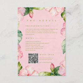 Pink Green Floral Watercolor Details Photo Wedding Begleitkarte