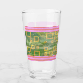 Pink Green Geometric Glass Cup Glas