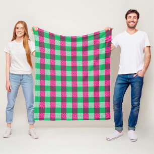 Pink Green Gingham Karo Design Fleecedecke