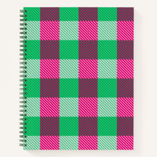 Pink Green Gingham Karo Design Notizbuch