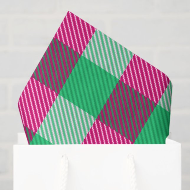 Pink Green Gingham Karo Design Seidenpapier (Von Creator hochgeladen)
