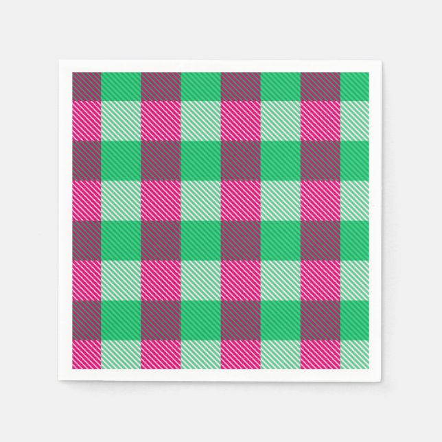 Pink Green Gingham Karo Design Serviette (Vorderseite)