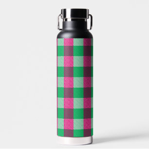 Pink Green Gingham Karo Design Trinkflasche