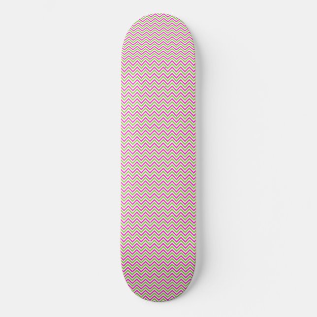 Pink Green Girly Wave Skateboard (Vorderseite)