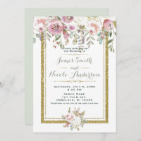 Pink Green & Gold Moderne Pastell Hochzeit