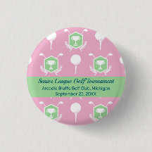 Pink & Green - Golf League Party Favor Button