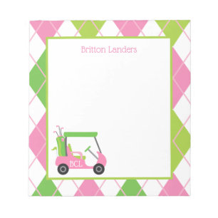 Pink & Green Golf Personalisiert Notepad Notizblock