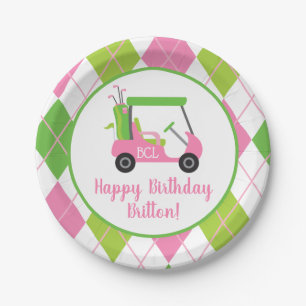 Pink & Green Golf Personalisiert Party Teller