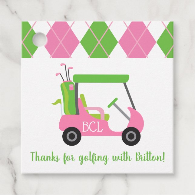 Pink & Green Golf Personalisierte Geschenke oder L Geschenkanhänger (Vorderseite)