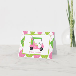 Pink & Green Golf Personalisierte Mitteilungskarte