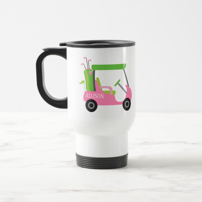 Pink & Green Golf Personalisierte Tasse des Comput (Links)