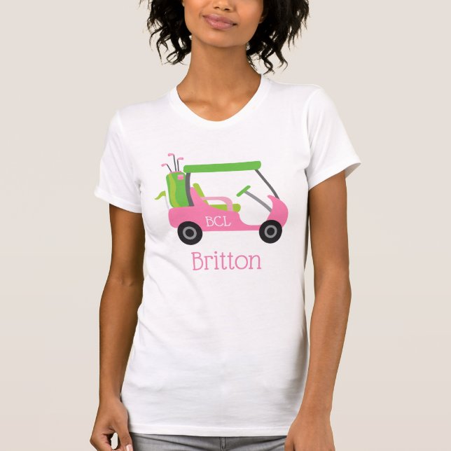 Pink & Green Golf Personalisierter T - Shirt (Vorderseite)