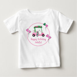 Pink & Green Golf Thema Personalisiertes Party Baby T-shirt