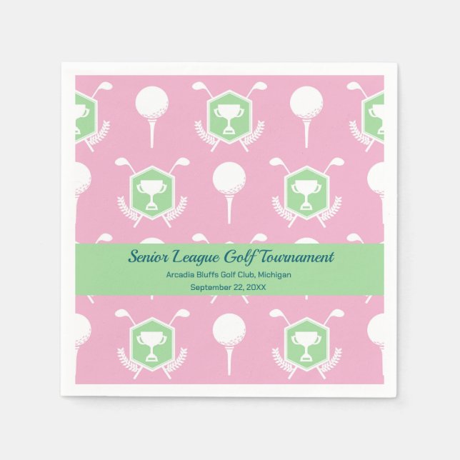 Pink & Green - Golfparty-Tischwäsche Serviette (Vorderseite)