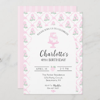 Pink & Green Hydrangea Trellis with Bows Einladung