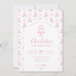 Pink & Green Hydrangea Trellis with Bows Einladung