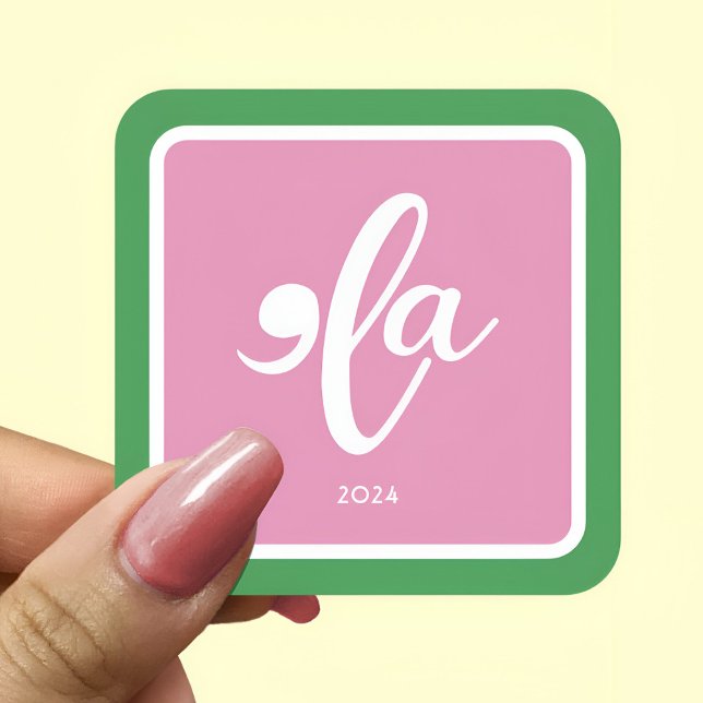 Pink Green Kamala 2024 sagt ihren Namen Quadratischer Aufkleber (Pink Green Kamala 2024 Say Her Name Square Sticker)