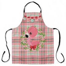 PINK & GREEN KARIERT MIT PINK FLAMINGOS & ORNAMENT