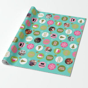 Pink Green l Christmas Foto Geschenkpapier