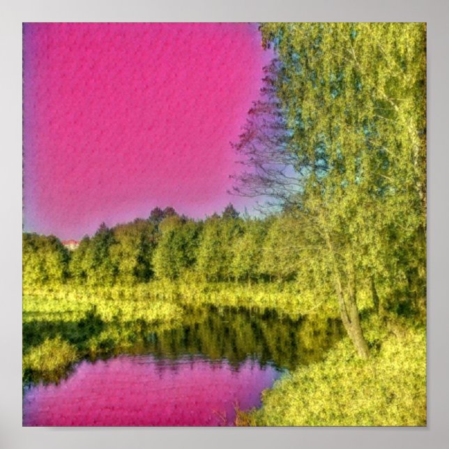 Pink Green Landschaft Poster (Vorne)