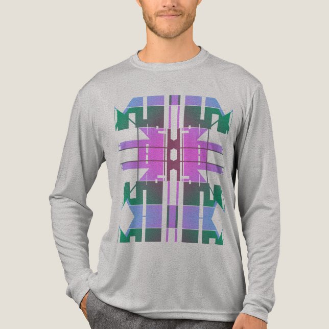 Pink Green Lavender Tribal Art große Fliesen Desig Tri-Blend Shirt (Vorderseite)