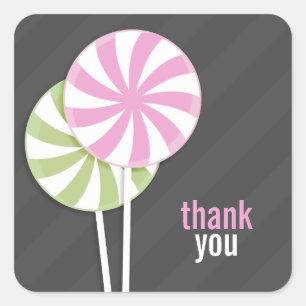Pink & Green Lollipop Danke für die Aufkleber