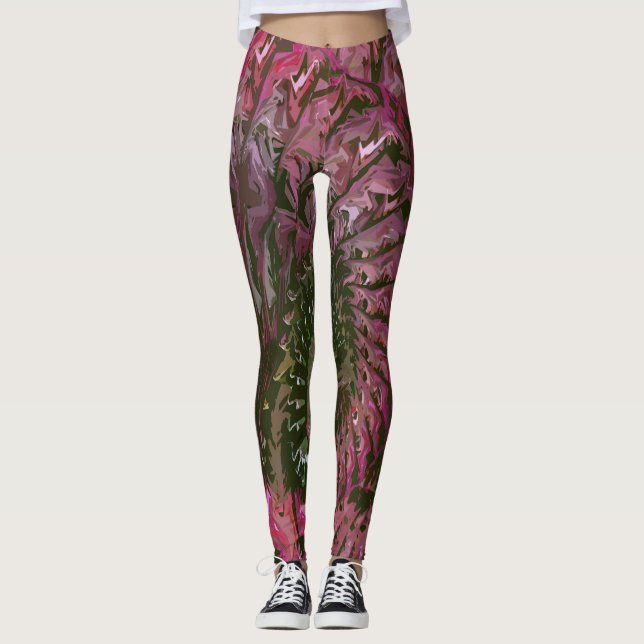 Pink Green Lt Fractal Art Leggings (Vorderseite)