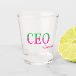 Pink & Green Motivational CEO in Training Schnapsglas