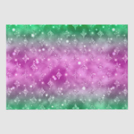 Pink & Green Ombre Glitzer Star Celestial Muster Seidenpapier