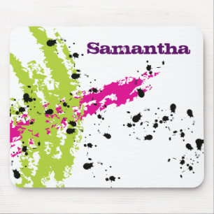 Pink Green Paint Splash Ink Personalisiert Mousepa Mousepad